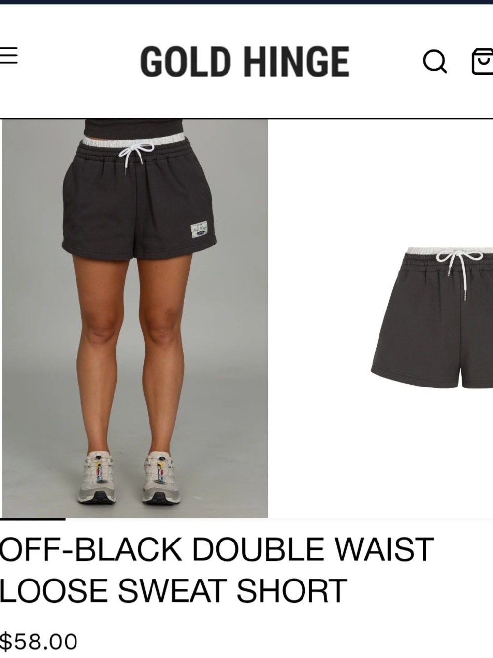 Gold Hinge Off-Black Double Waist Athletic Shorts